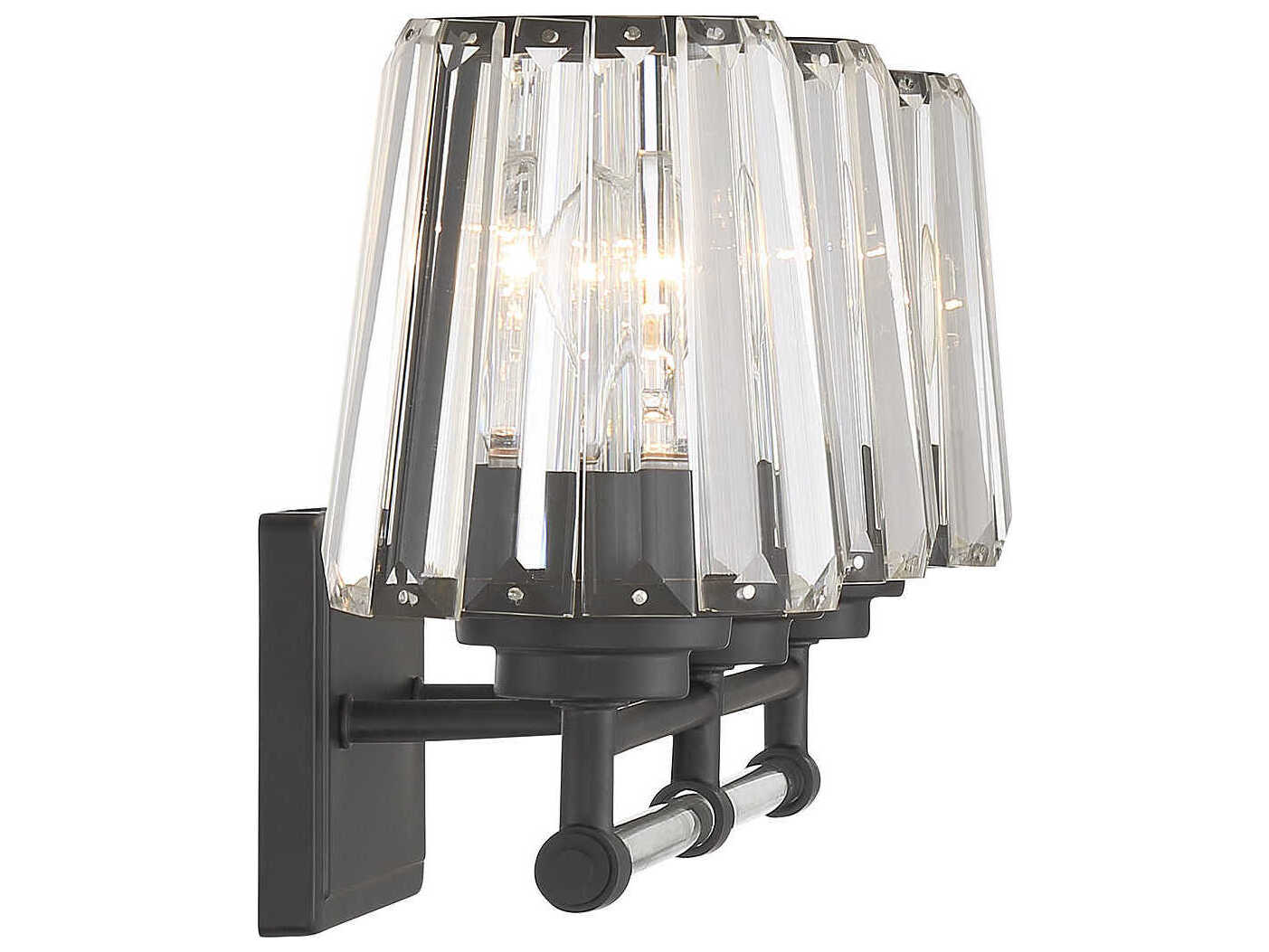 Savoy House Garnet 3-Light Matte Black Crystal Vanity Light