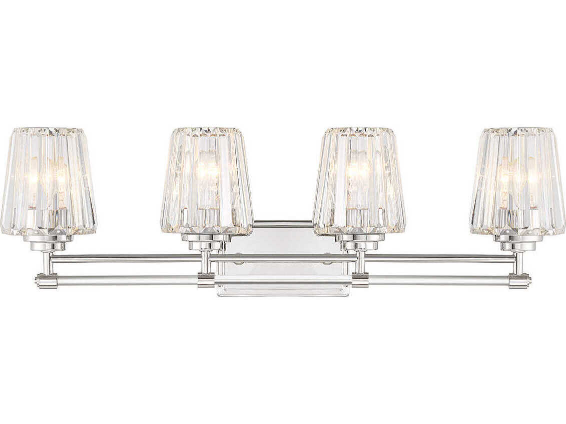 Savoy House Garnet 4-Light Polished Nickel Chrome Crystal Vanity Light
