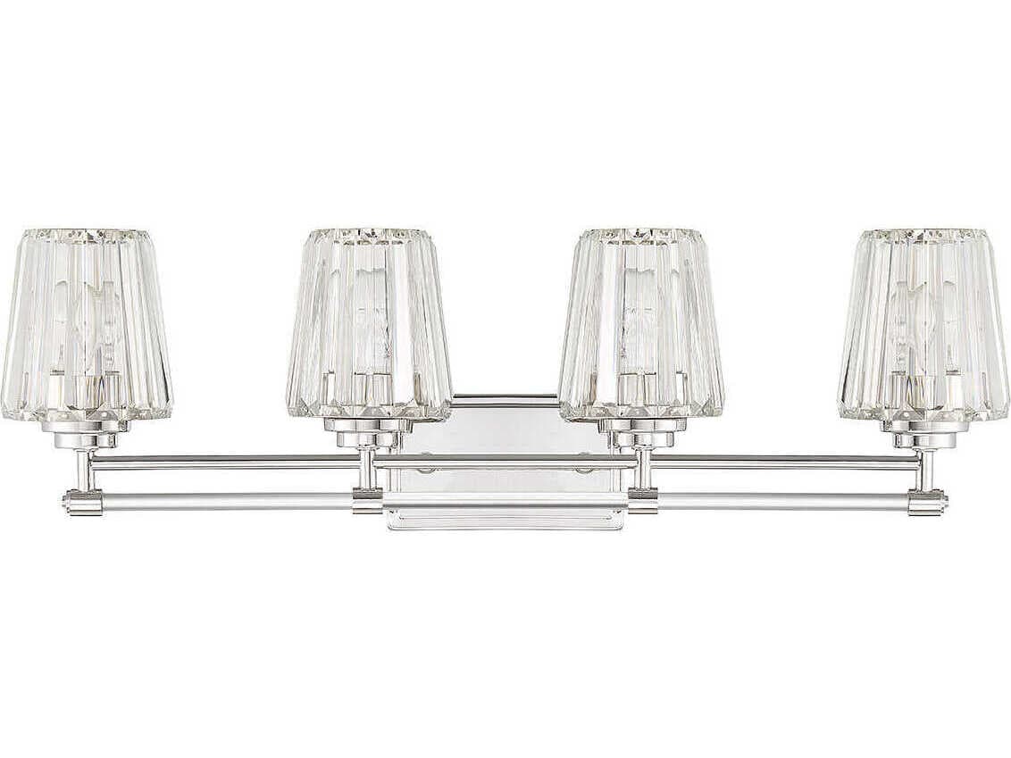 Savoy House Garnet 4-Light Polished Nickel Chrome Crystal Vanity Light