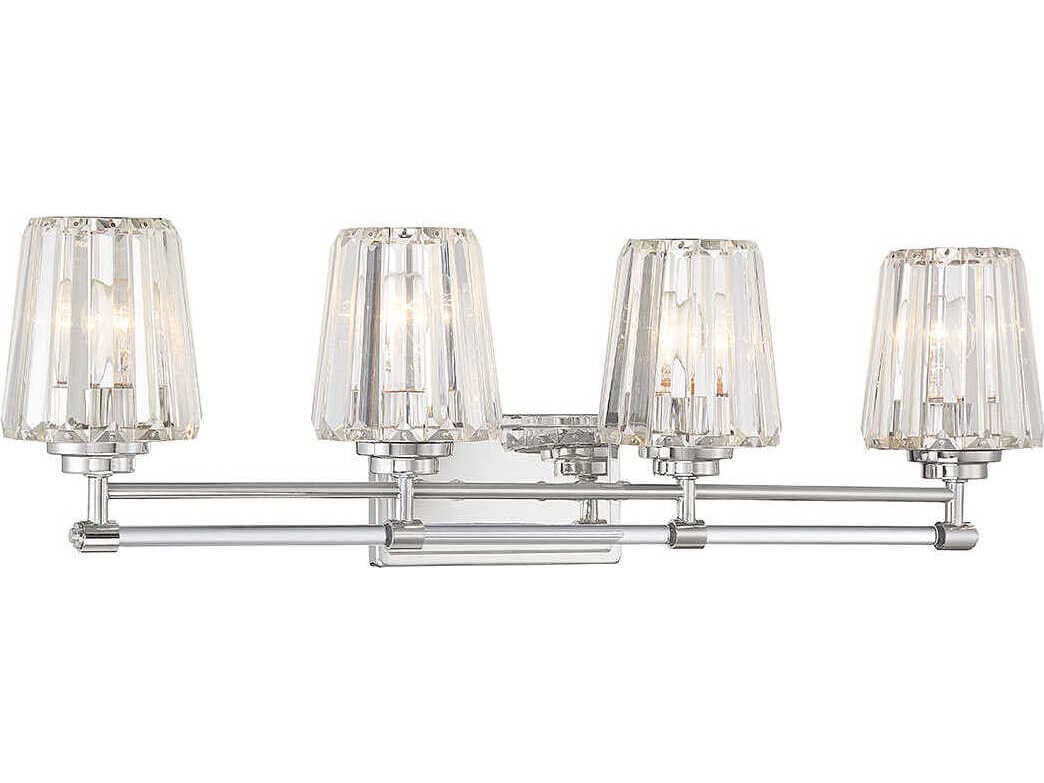 Savoy House Garnet 4-Light Polished Nickel Chrome Crystal Vanity Light
