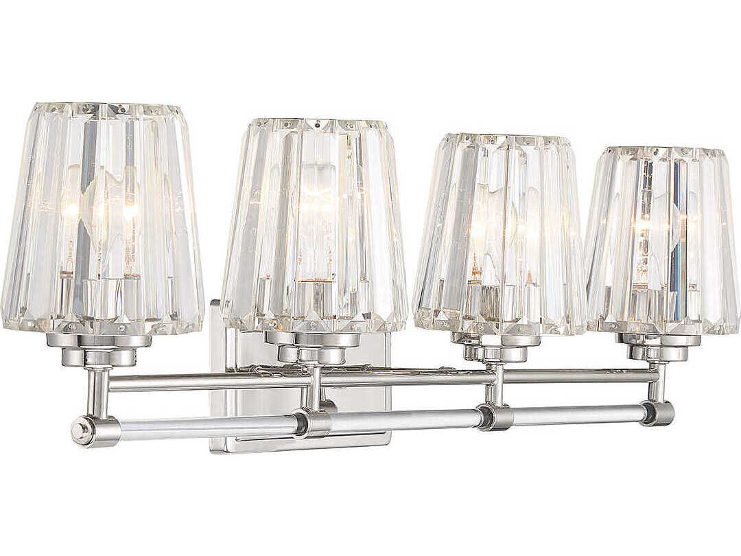 Savoy House Garnet 4-Light Polished Nickel Chrome Crystal Vanity Light