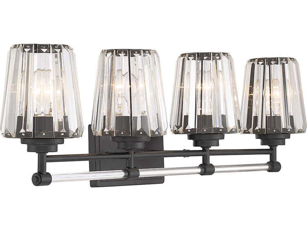 Savoy House Garnet 4-Light Matte Black Crystal Vanity Light