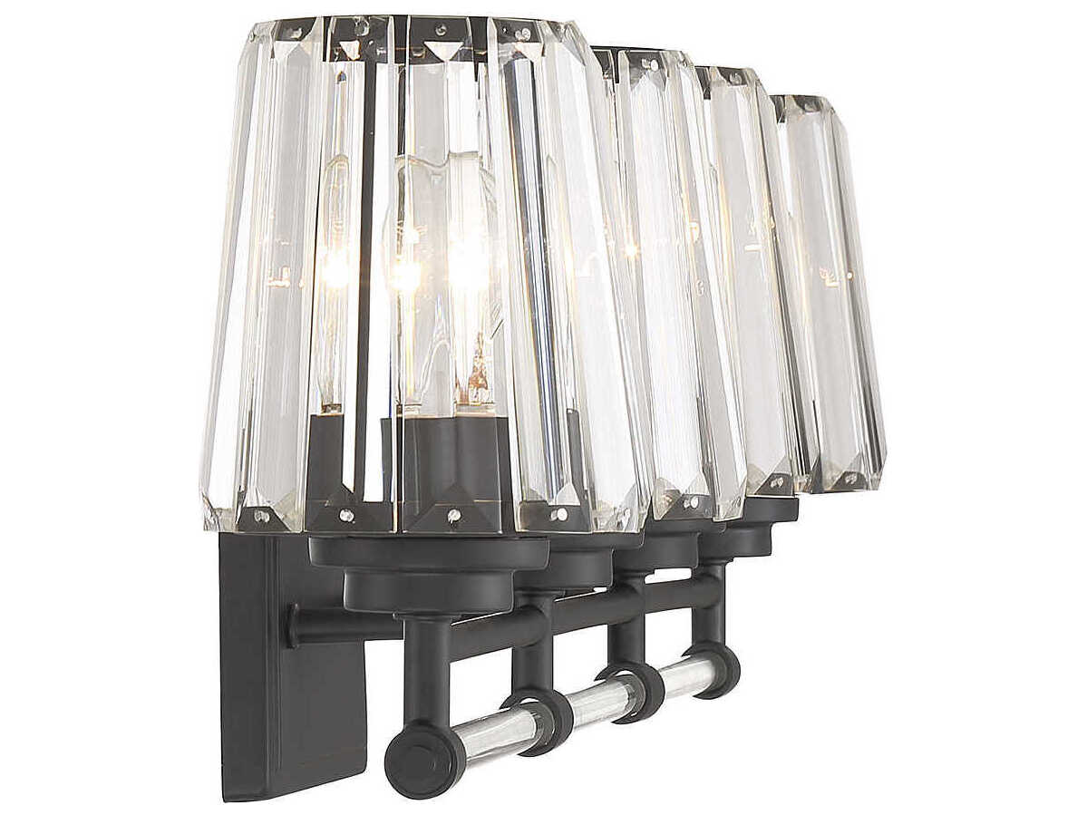 Savoy House Garnet 4-Light Matte Black Crystal Vanity Light