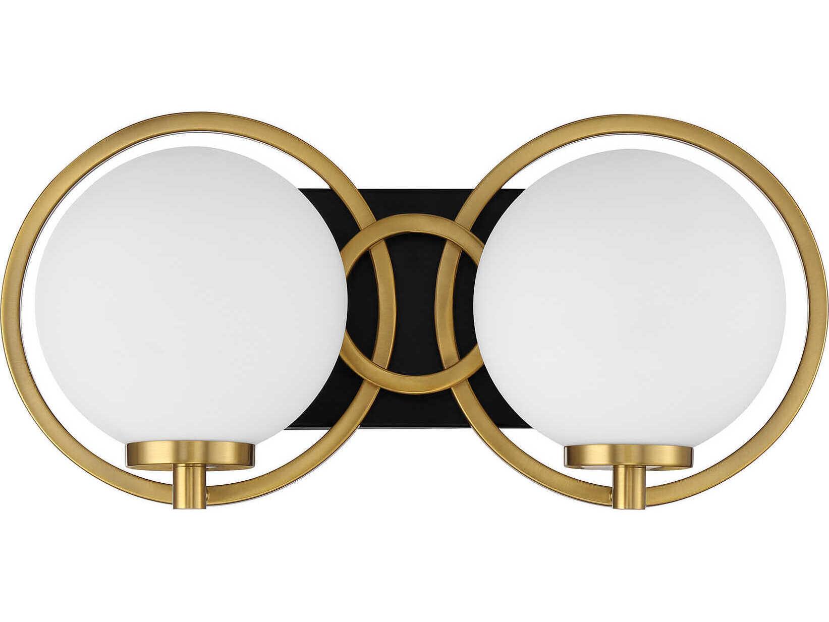 Savoy House Alhambra 2-Light Matte Black Warm Brass Vanity Light