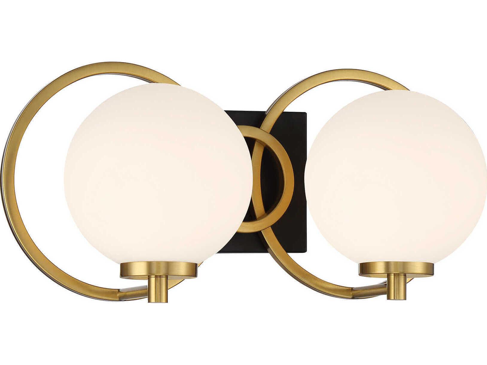 Savoy House Alhambra 2-Light Matte Black Warm Brass Vanity Light