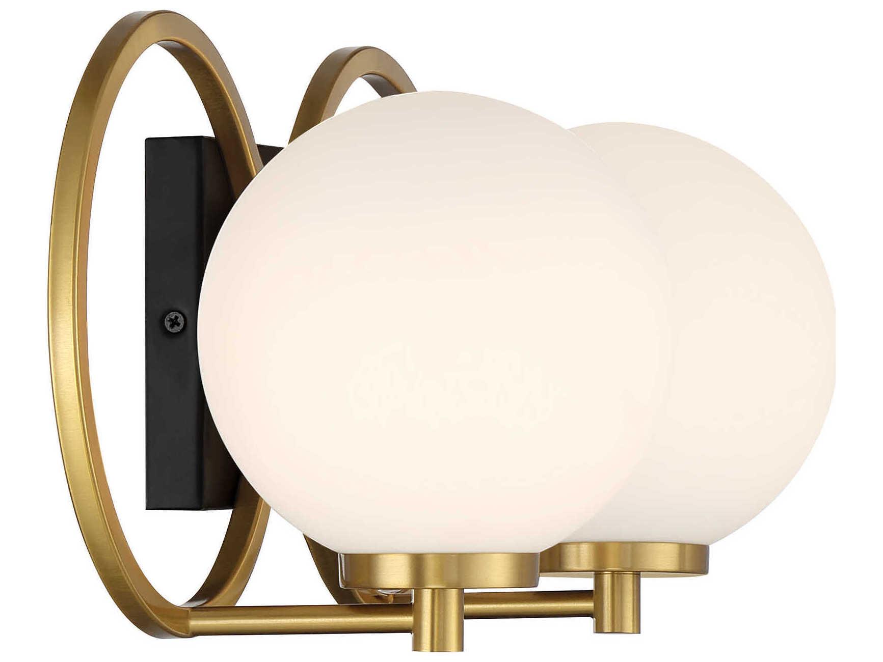 Savoy House Alhambra 2-Light Matte Black Warm Brass Vanity Light