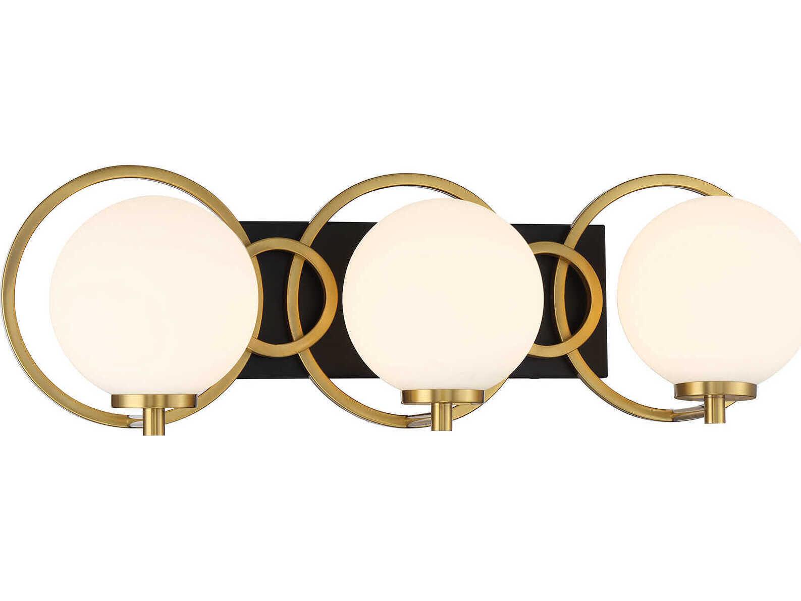 Savoy House Alhambra 3-Light Matte Black Warm Brass Vanity Light