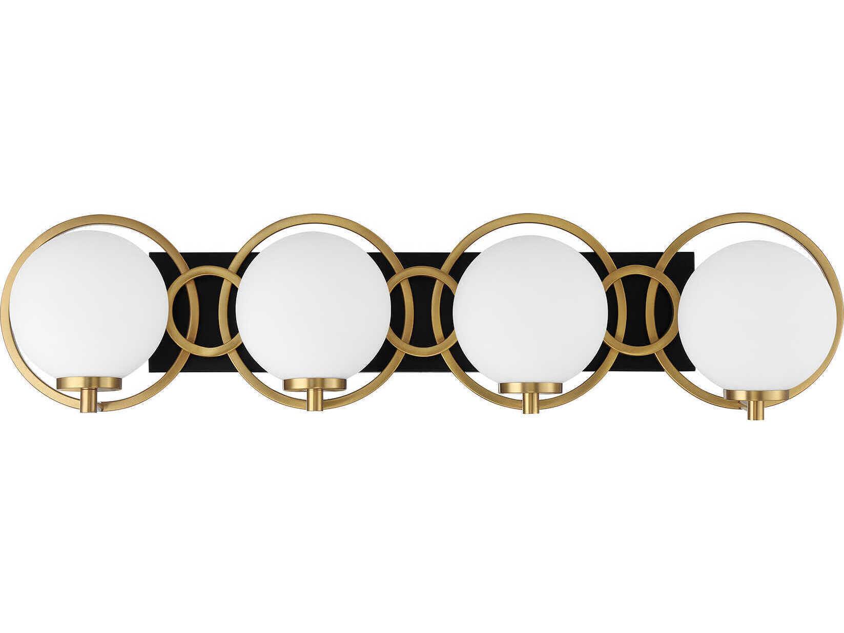 Savoy House Alhambra 4-Light Matte Black Warm Brass Vanity Light