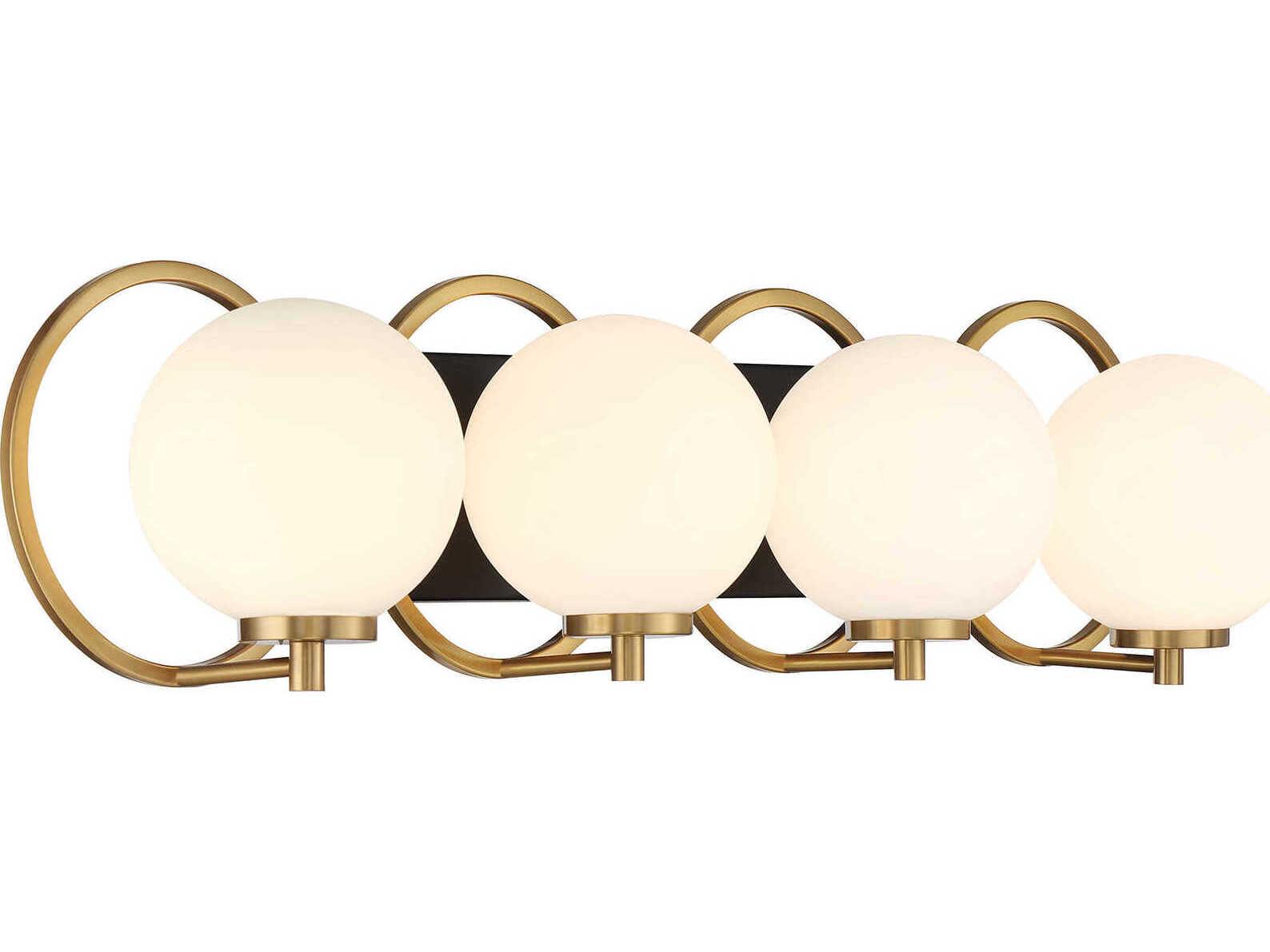 Savoy House Alhambra 4-Light Matte Black Warm Brass Vanity Light