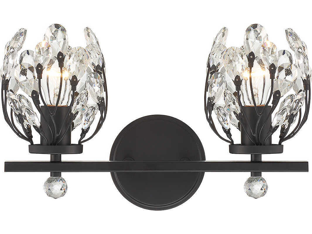 Savoy House Moreno 2-Light Matte Black Crystal Vanity Light