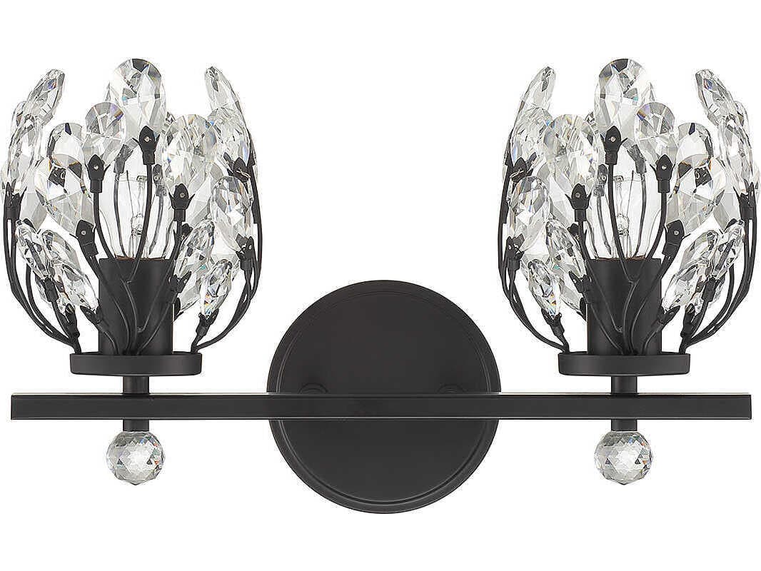 Savoy House Moreno 2-Light Matte Black Crystal Vanity Light