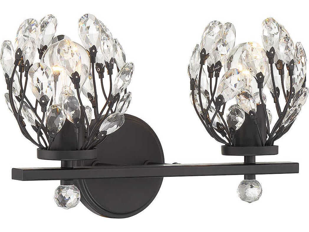 Savoy House Moreno 2-Light Matte Black Crystal Vanity Light