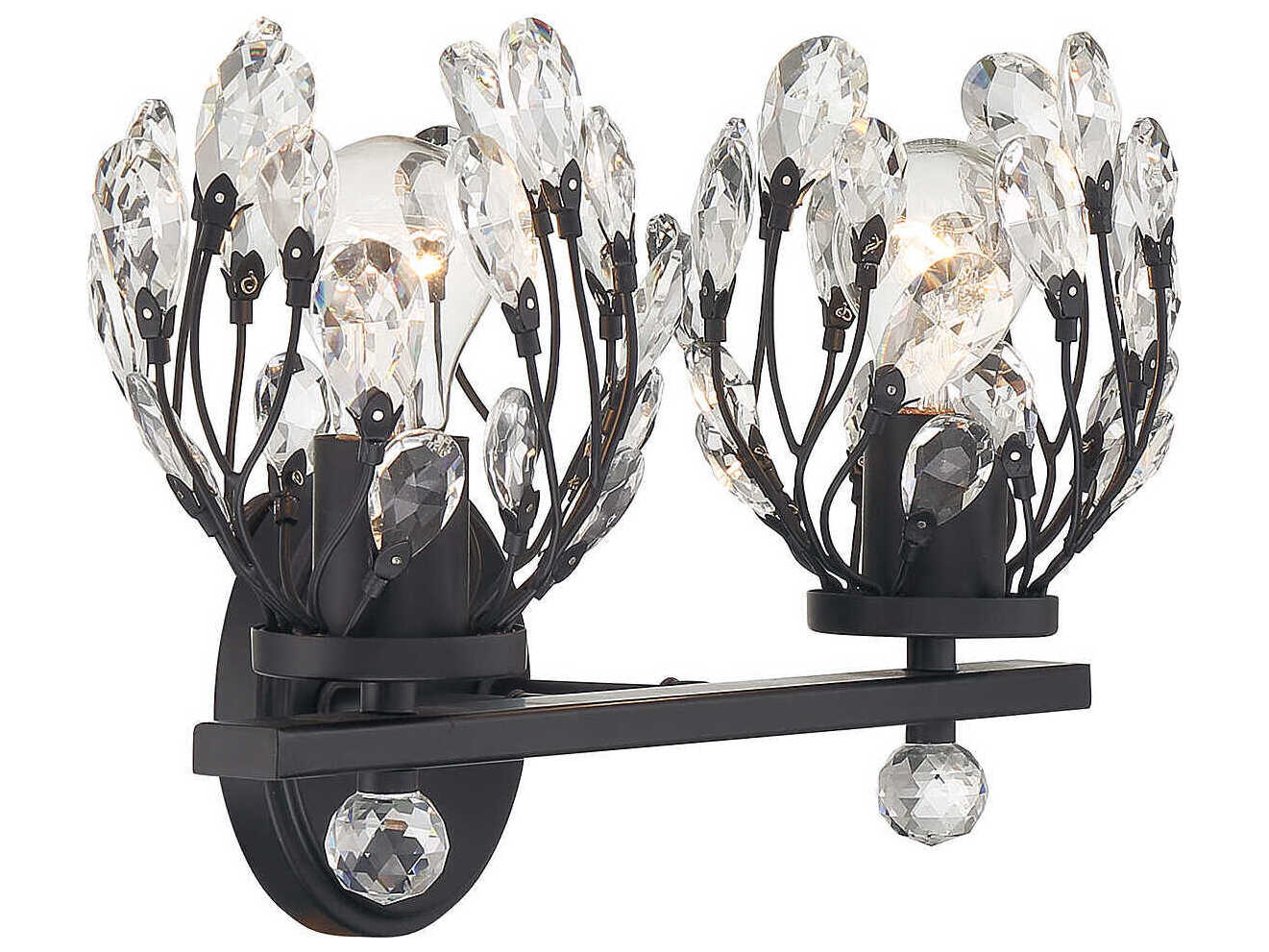 Savoy House Moreno 2-Light Matte Black Crystal Vanity Light
