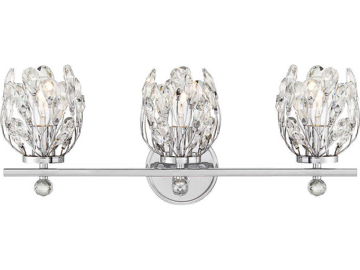 Savoy House Moreno 3-Light Chrome Crystal Vanity Light