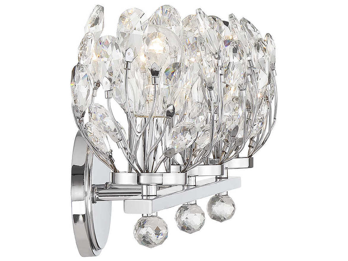 Savoy House Moreno 3-Light Chrome Crystal Vanity Light