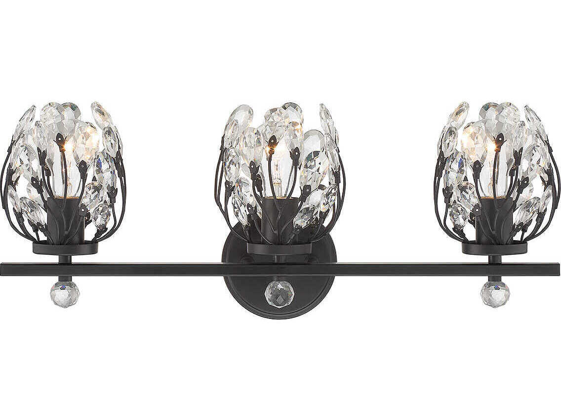 Savoy House Moreno 3-Light Matte Black Crystal Vanity Light