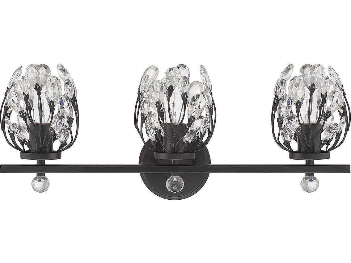 Savoy House Moreno 3-Light Matte Black Crystal Vanity Light