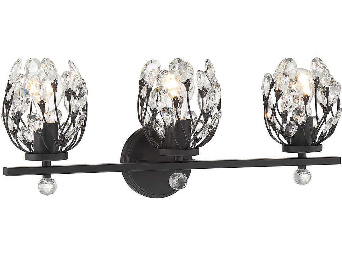 Savoy House Moreno 3-Light Matte Black Crystal Vanity Light