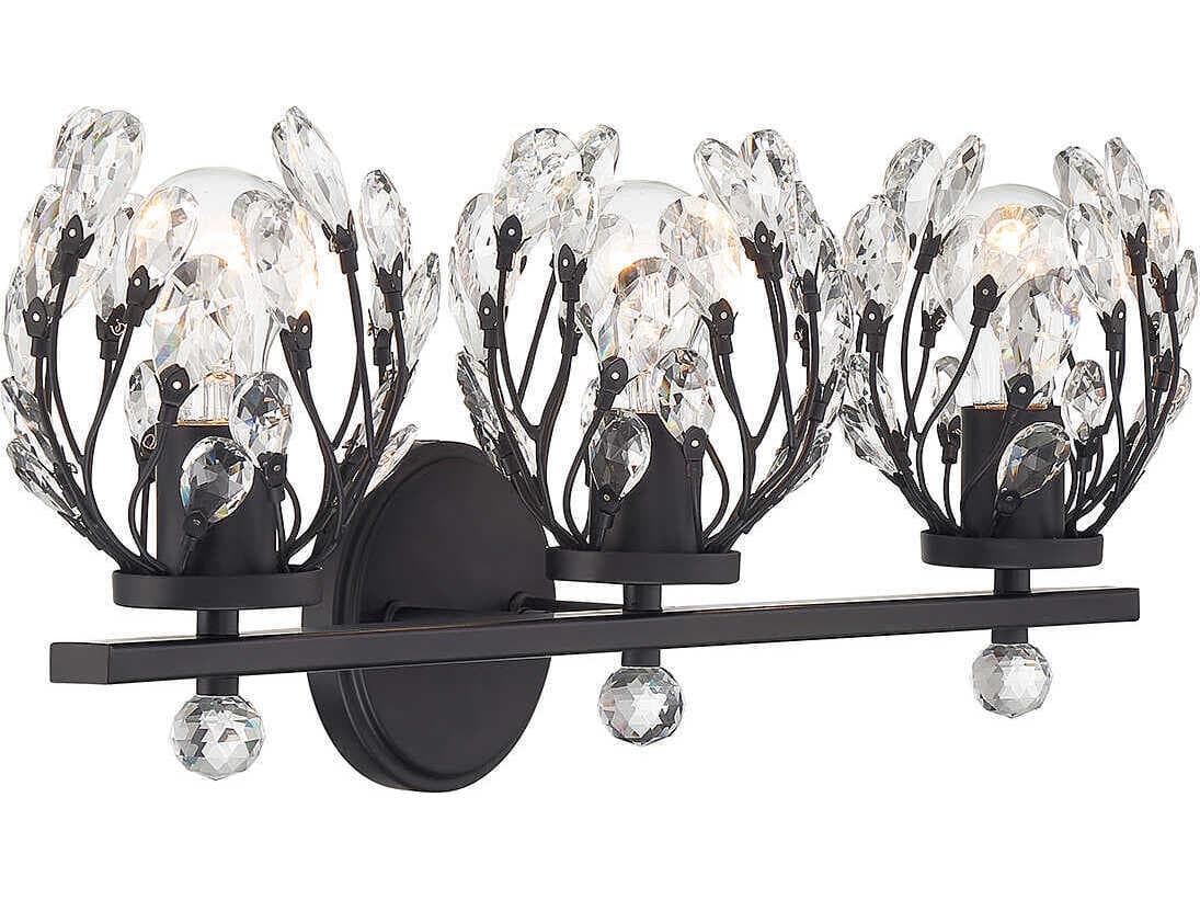 Savoy House Moreno 3-Light Matte Black Crystal Vanity Light