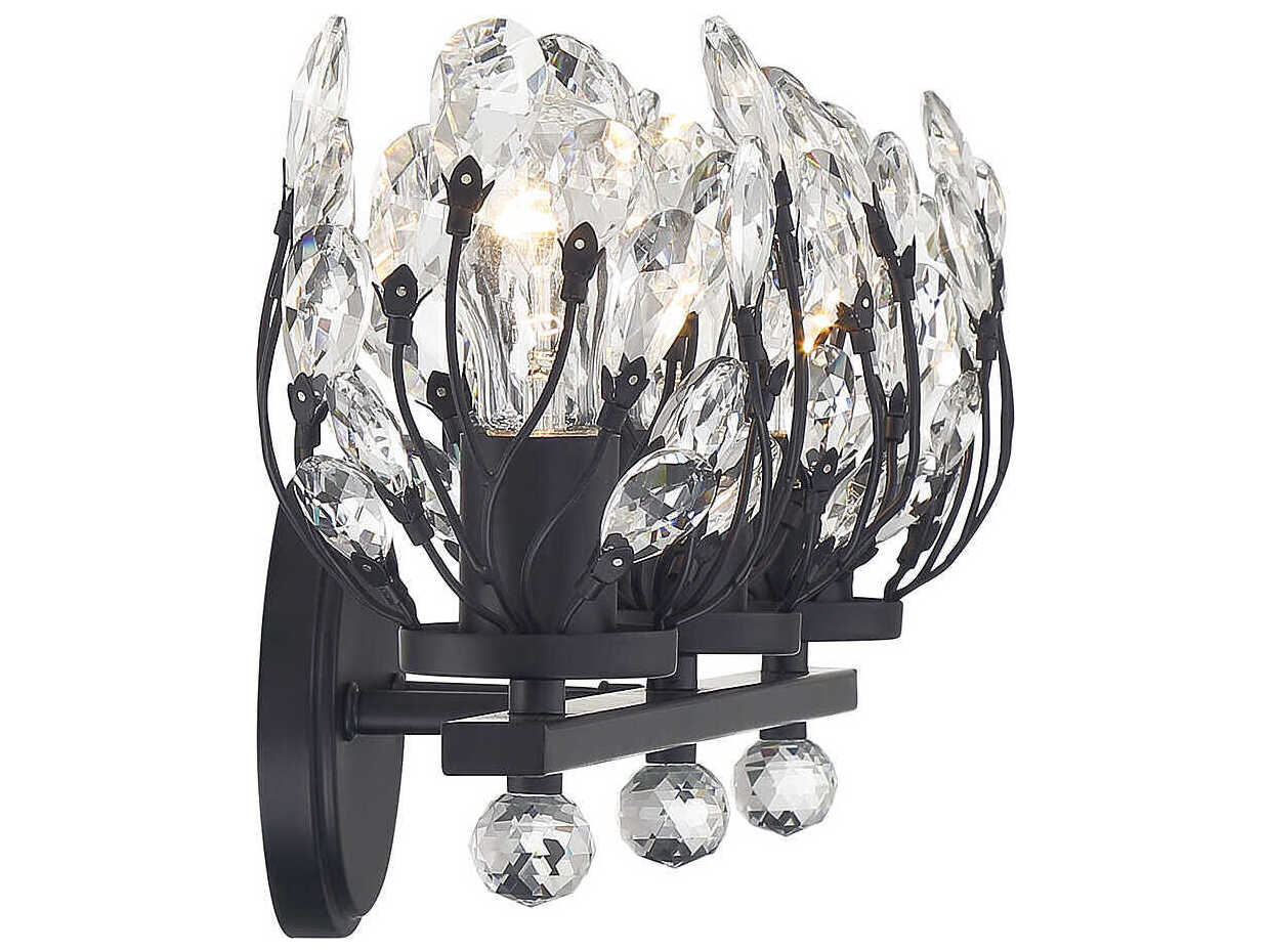 Savoy House Moreno 3-Light Matte Black Crystal Vanity Light