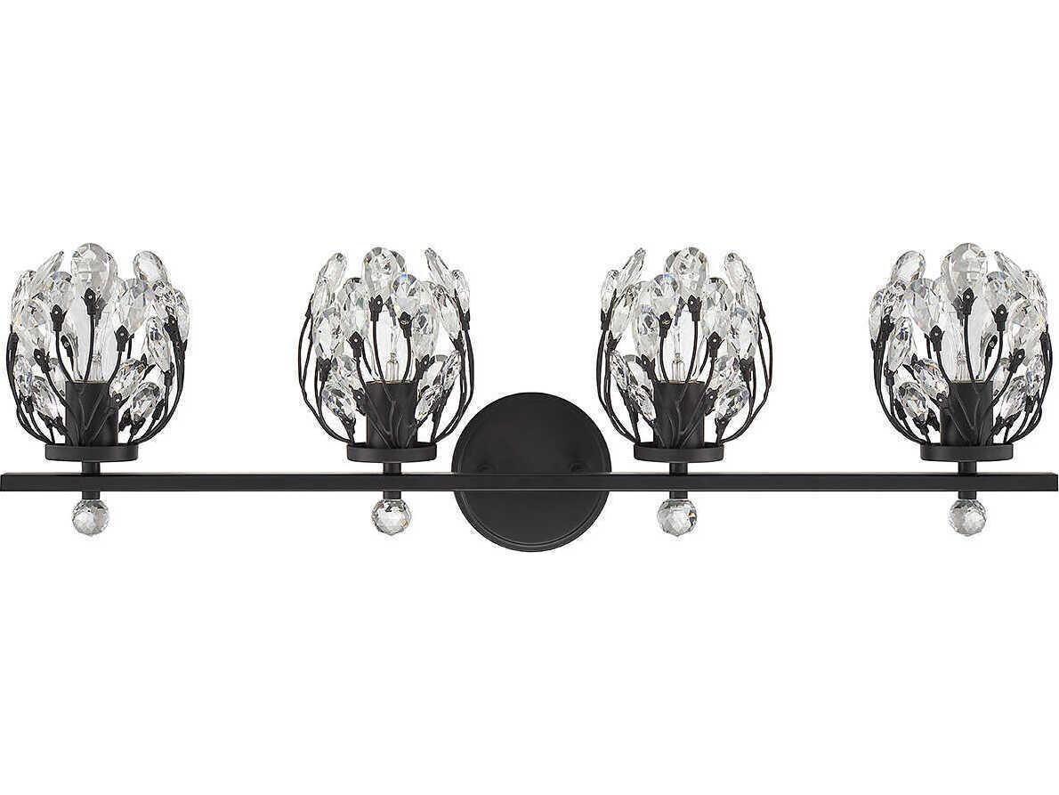 Savoy House Moreno 4-Light Matte Black Crystal Vanity Light