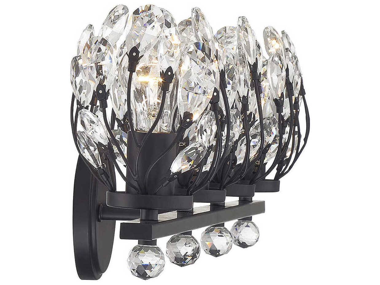 Savoy House Moreno 4-Light Matte Black Crystal Vanity Light