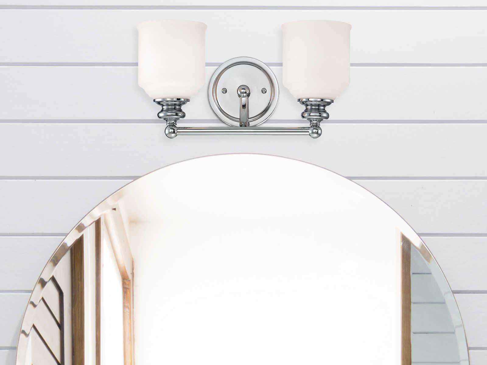 Savoy House Melrose 2-Light Polished Chrome Glass Vanity Light