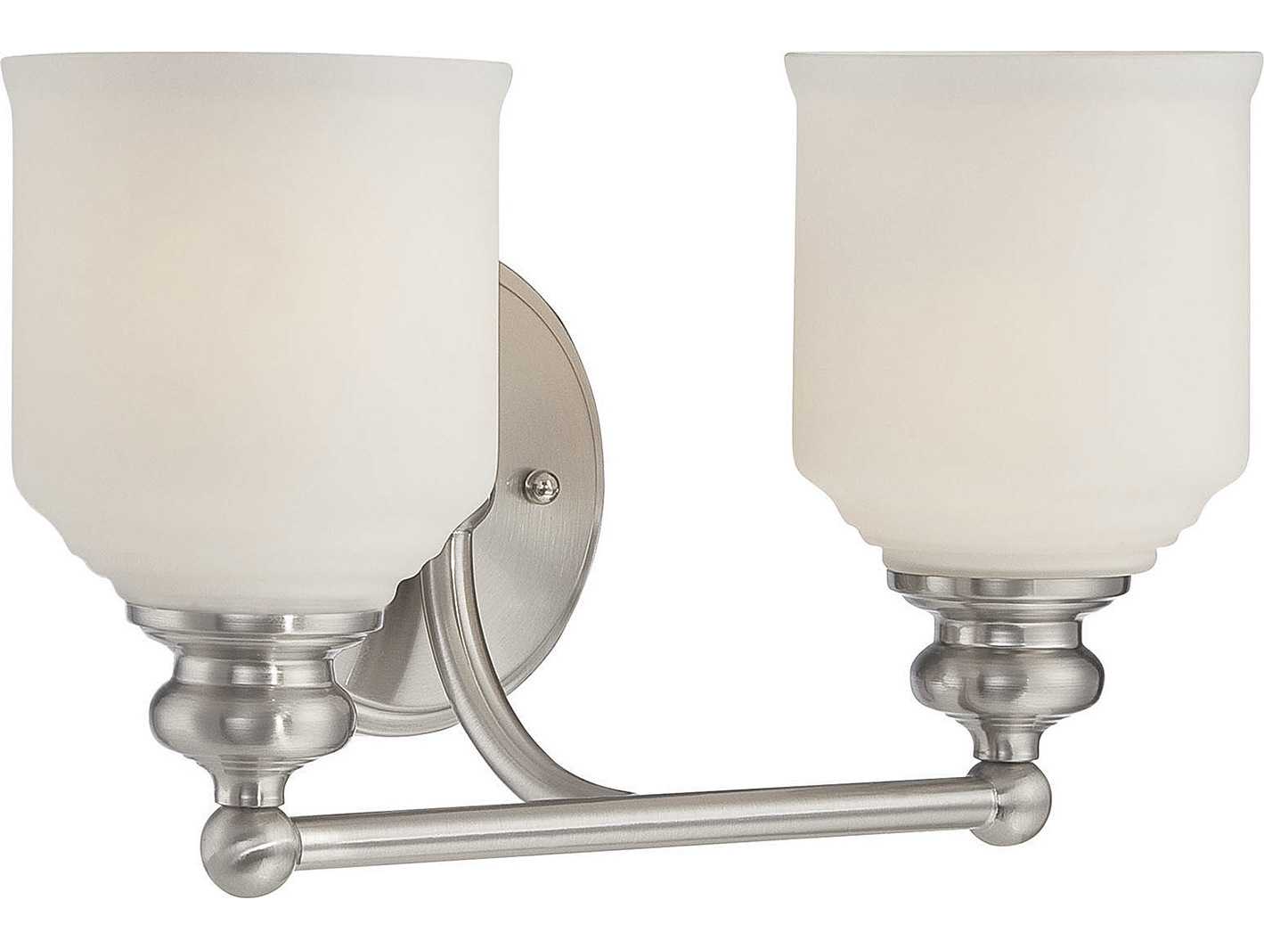 Savoy House Melrose 2-Light Satin Nickel Pewter Glass Vanity Light