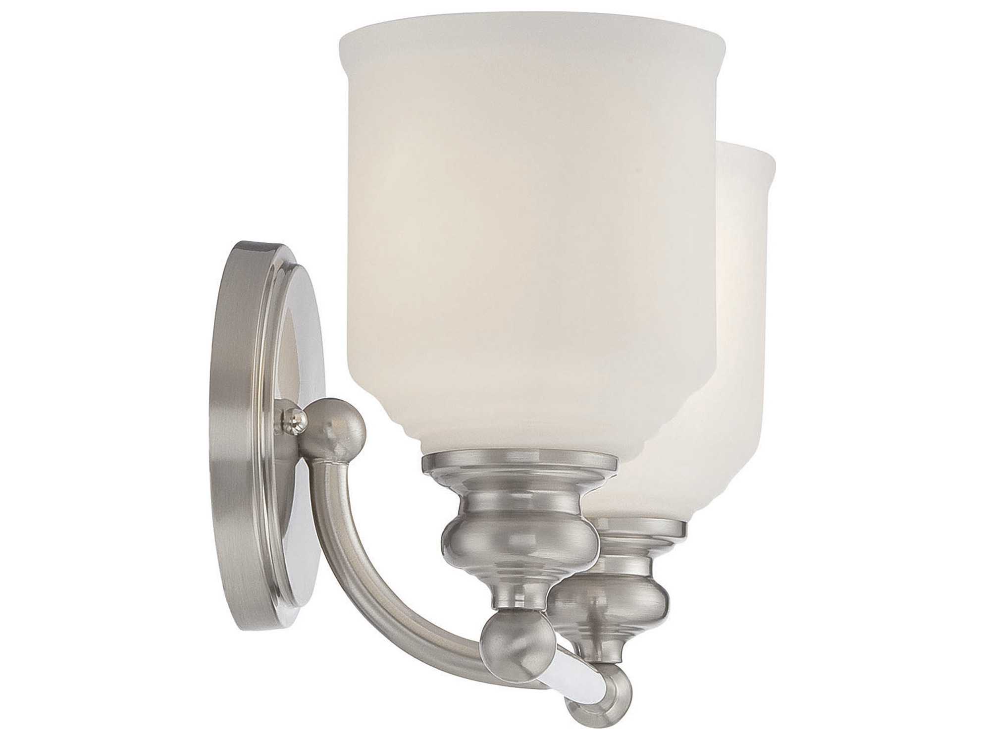 Savoy House Melrose 2-Light Satin Nickel Pewter Glass Vanity Light