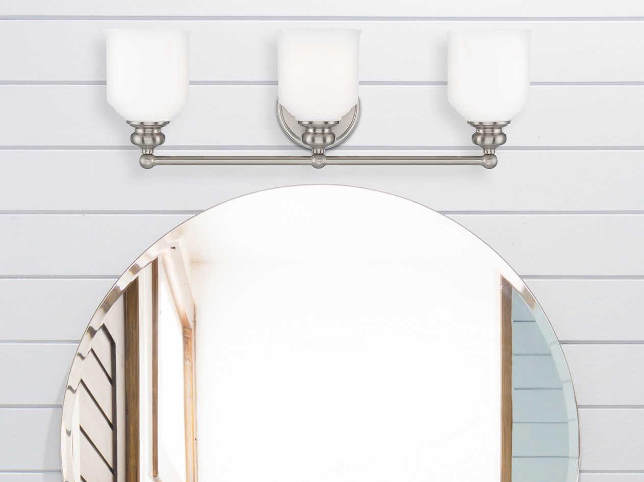 Savoy House Melrose 3-Light Satin Nickel Pewter Glass Vanity Light