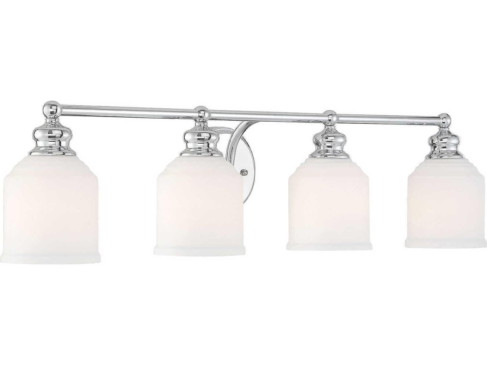 Savoy House Melrose 4-Light Polished Chrome Glass Vanity Light