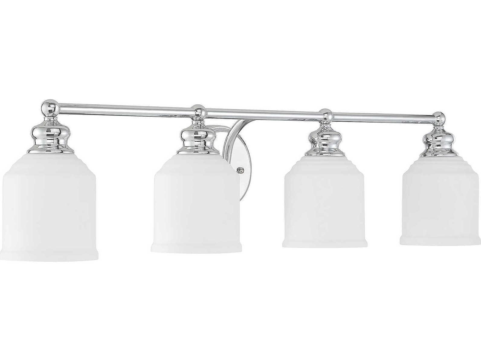Savoy House Melrose 4-Light Polished Chrome Glass Vanity Light