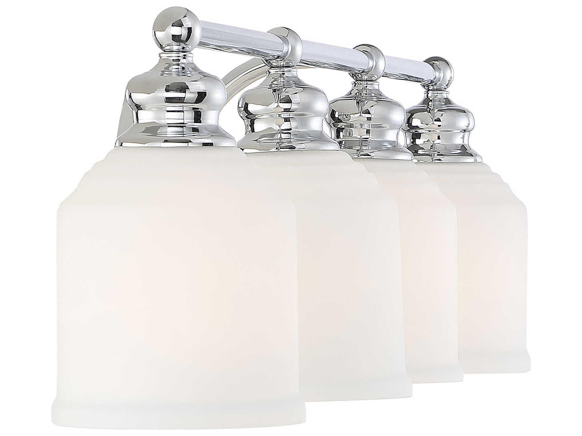 Savoy House Melrose 4-Light Polished Chrome Glass Vanity Light