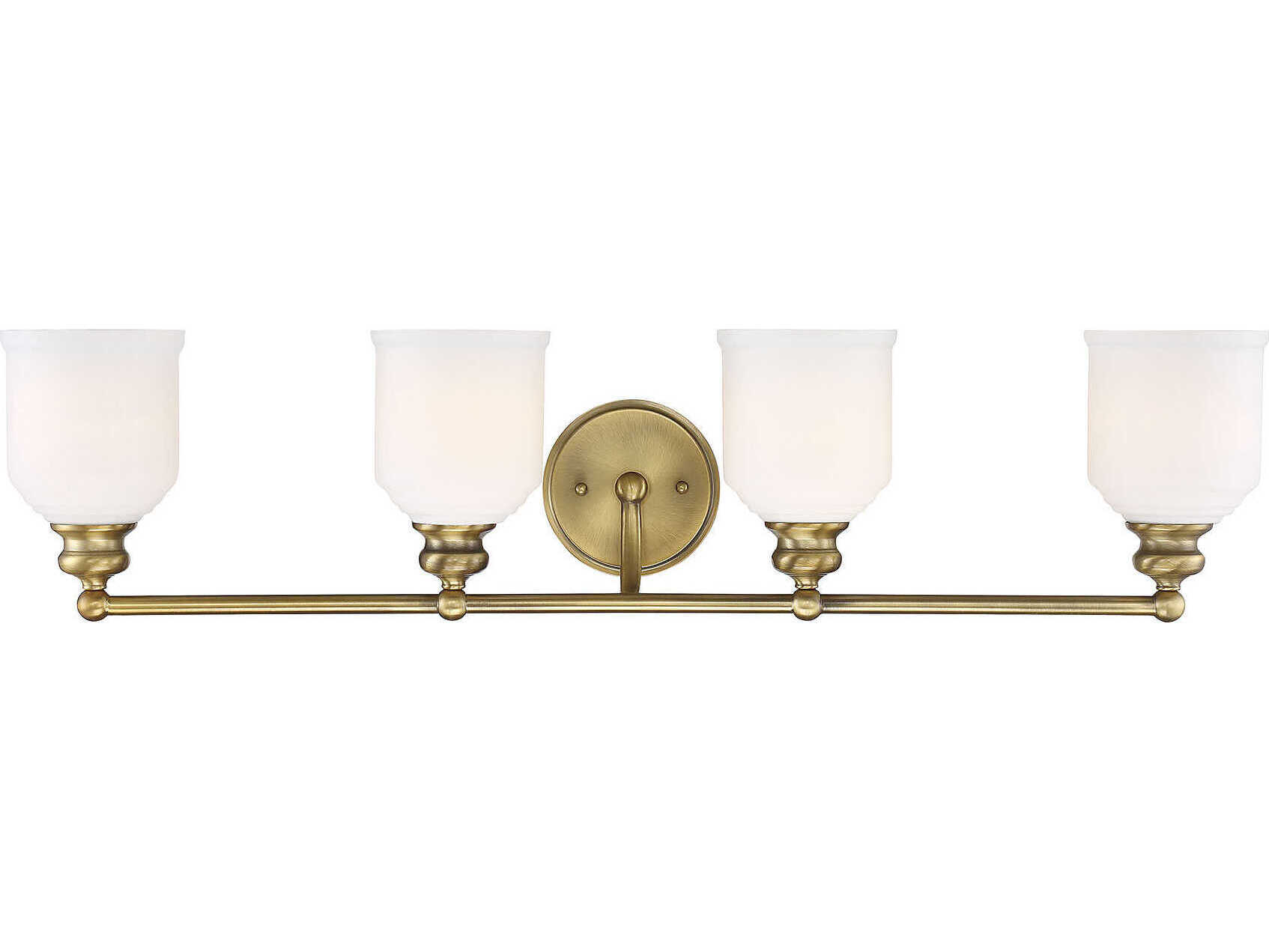 Savoy House Melrose 4-Light Warm Brass Glass Vanity Light