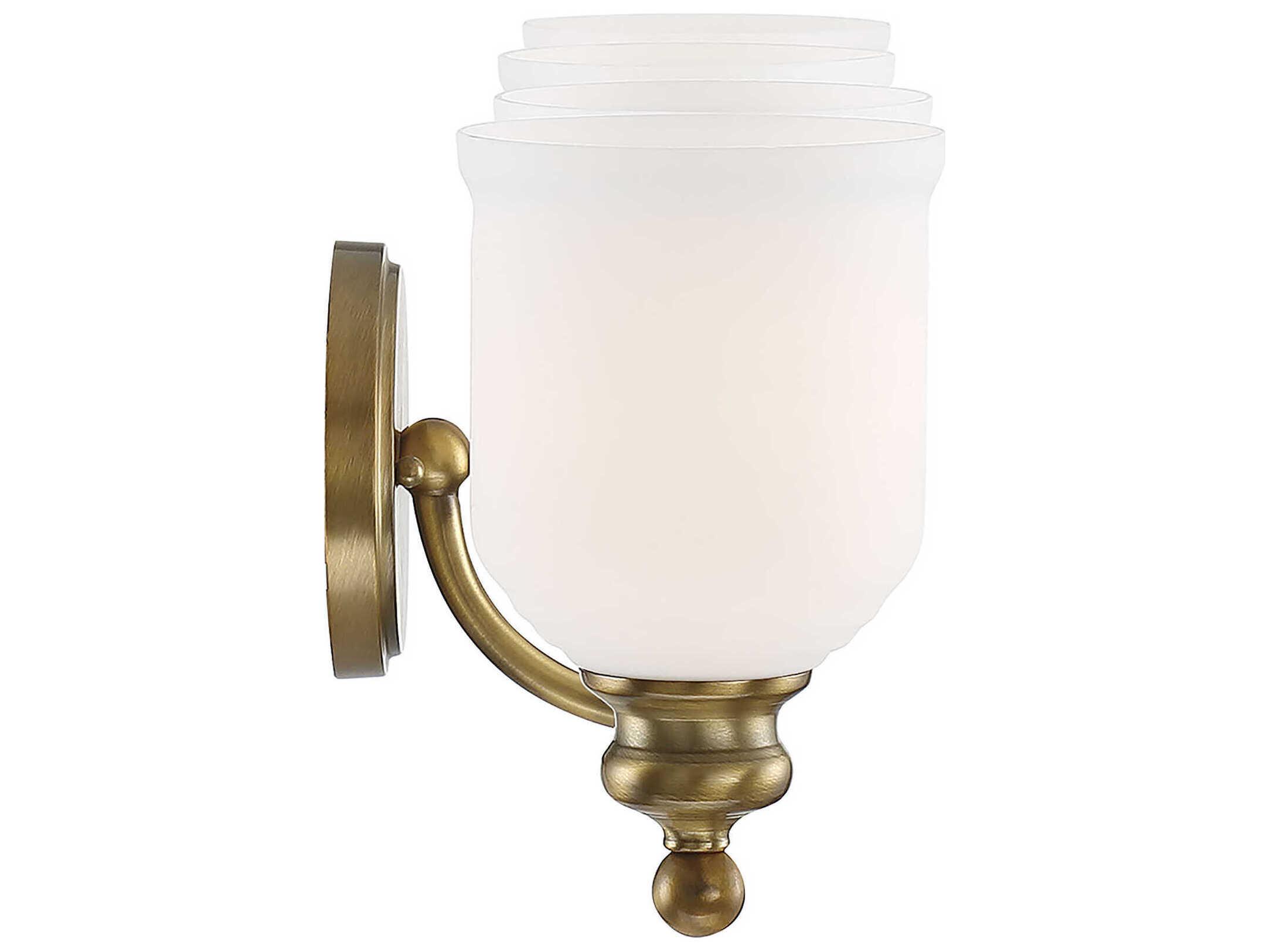 Savoy House Melrose 4-Light Warm Brass Glass Vanity Light