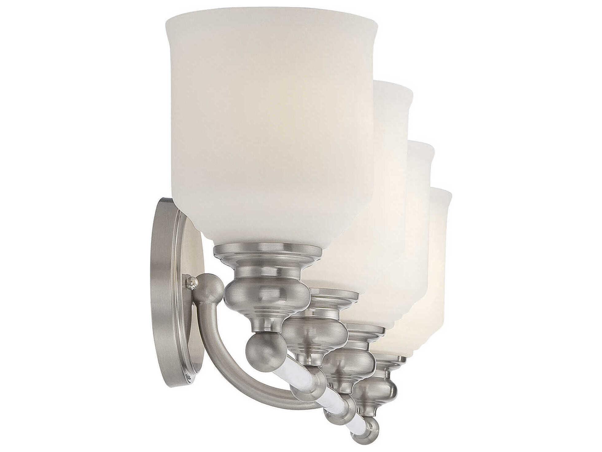 Savoy House Melrose 4-Light Satin Nickel Glass Vanity Light