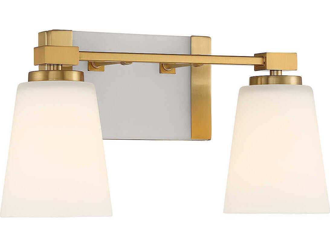 Savoy House Darby 2-Light Warm Brass Glass Vanity Light