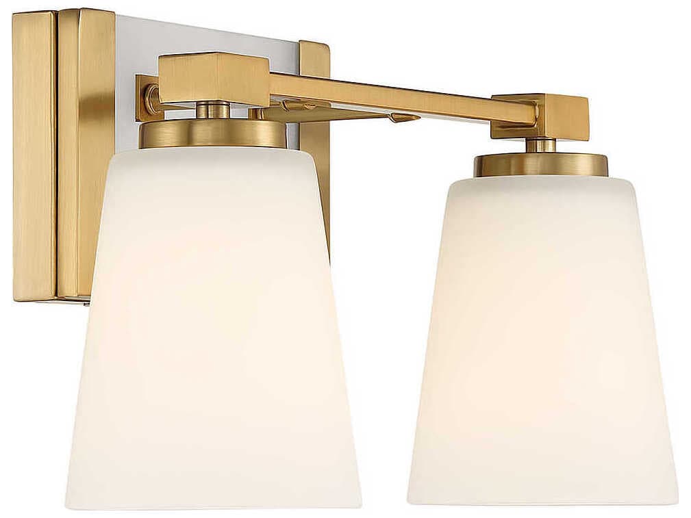 Savoy House Darby 2-Light Warm Brass Glass Vanity Light