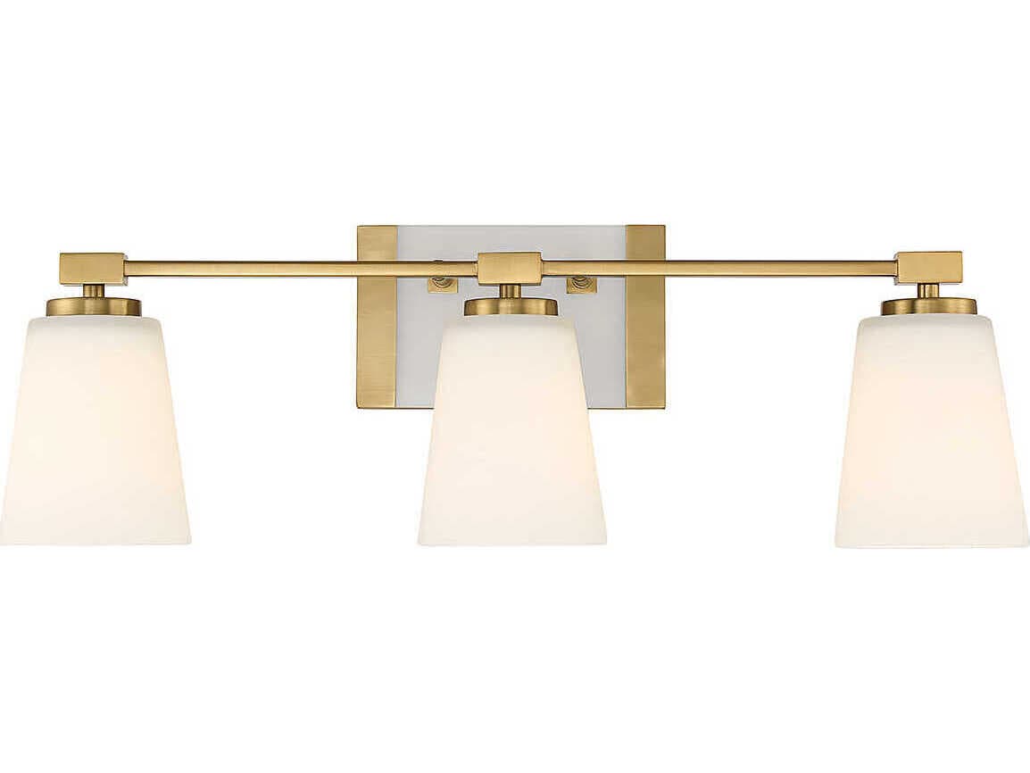 Savoy House Darby 3-Light Warm Brass Glass Vanity Light