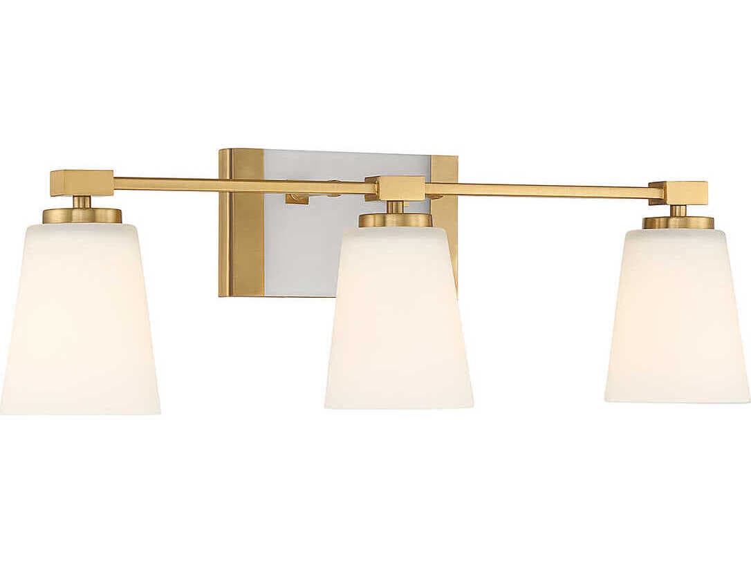 Savoy House Darby 3-Light Warm Brass Glass Vanity Light