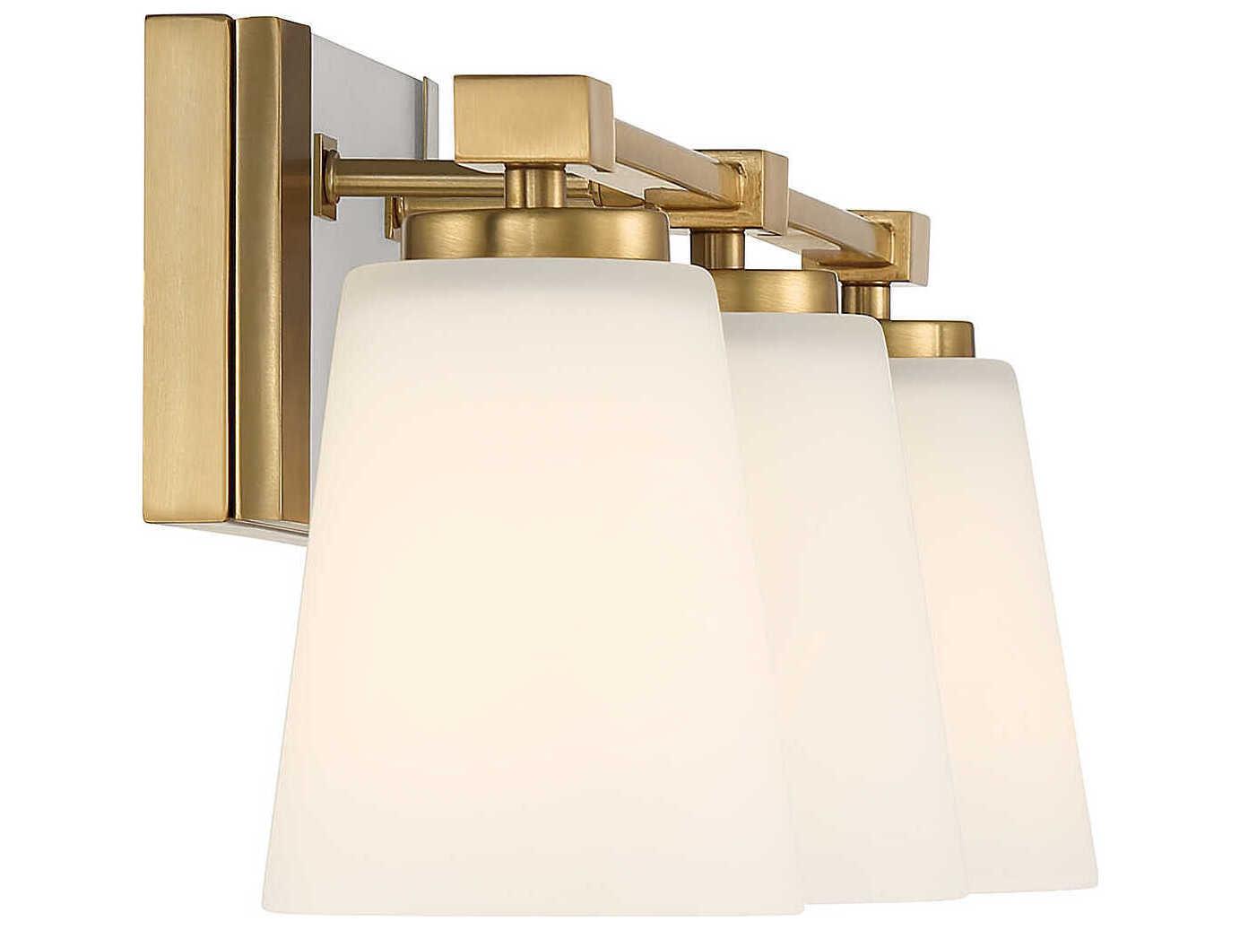 Savoy House Darby 3-Light Warm Brass Glass Vanity Light
