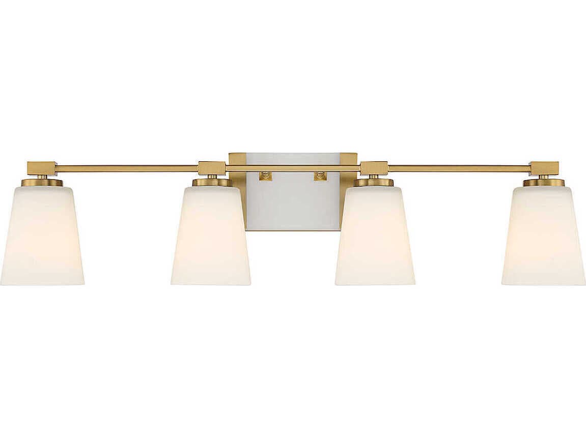 Savoy House Darby 4-Light Warm Brass Glass Vanity Light