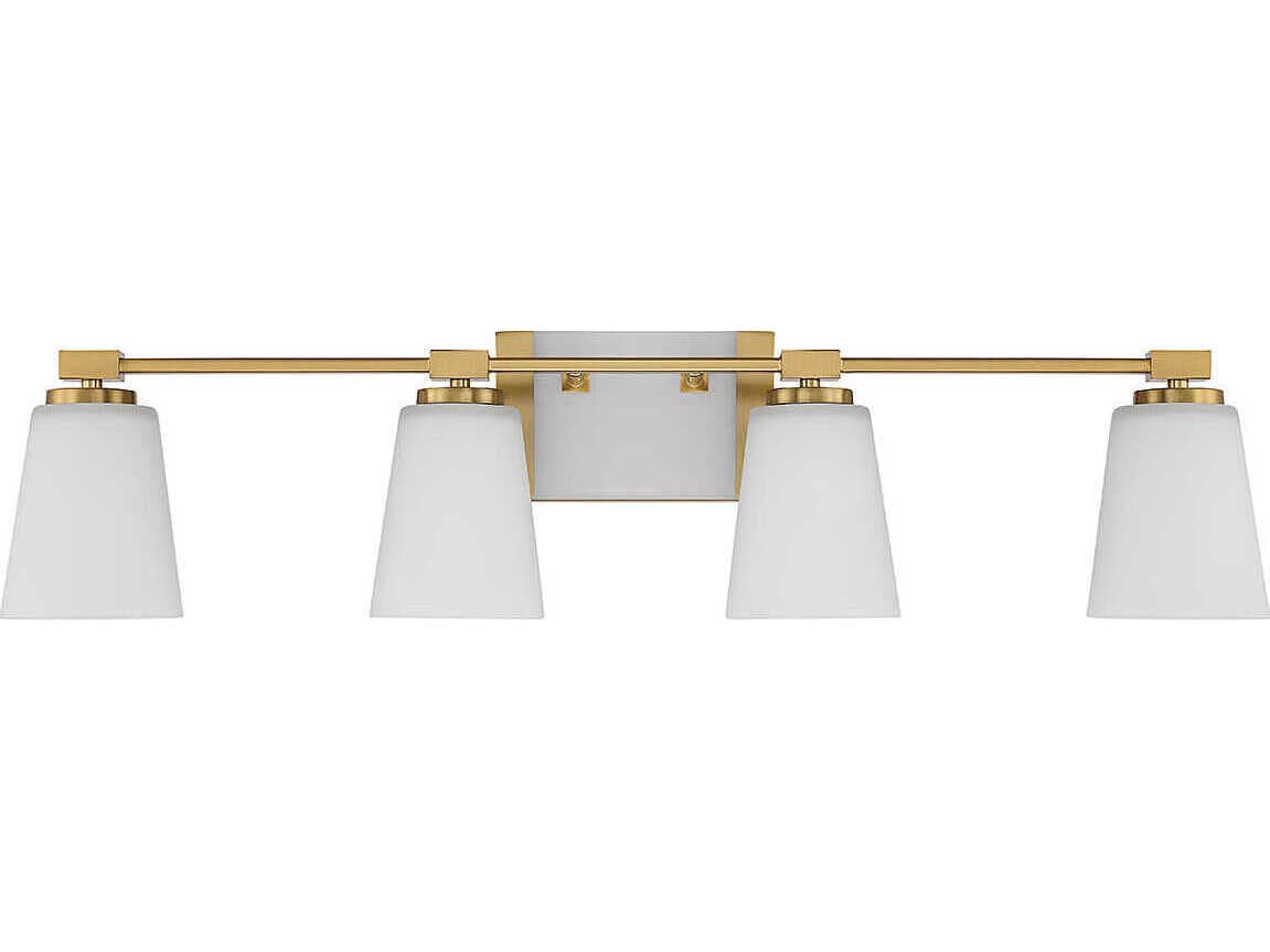 Savoy House Darby 4-Light Warm Brass Glass Vanity Light