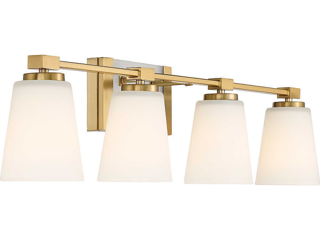 Savoy House Darby 4-Light Warm Brass Glass Vanity Light