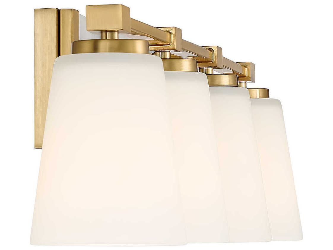 Savoy House Darby 4-Light Warm Brass Glass Vanity Light