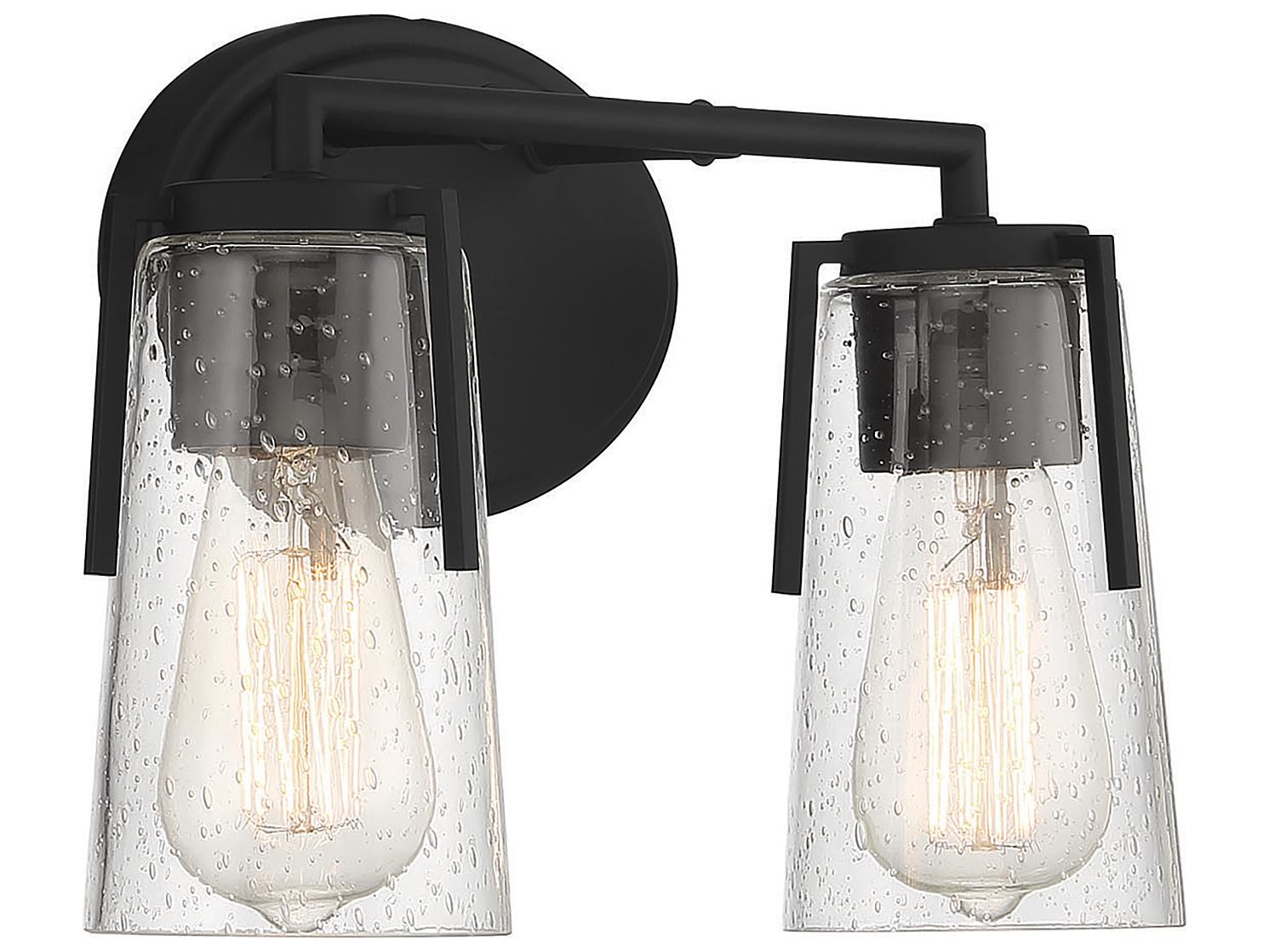 Savoy House Sacremento 2-Light Black Glass Vanity Light