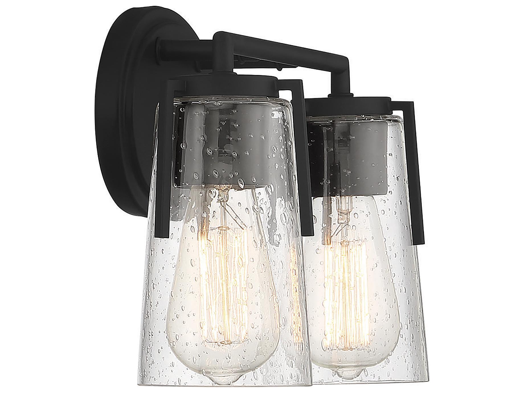 Savoy House Sacremento 2-Light Black Glass Vanity Light