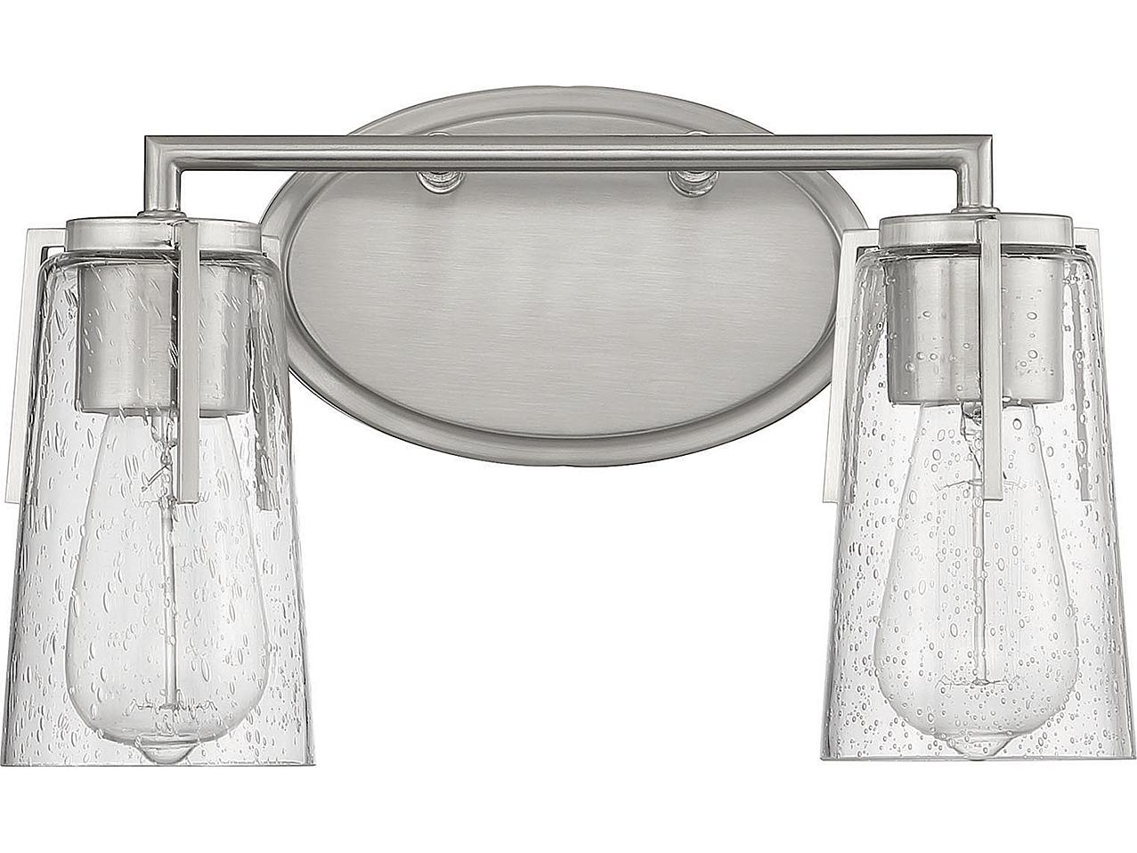 Savoy House Sacremento 2-Light Satin Nickel Glass Vanity Light