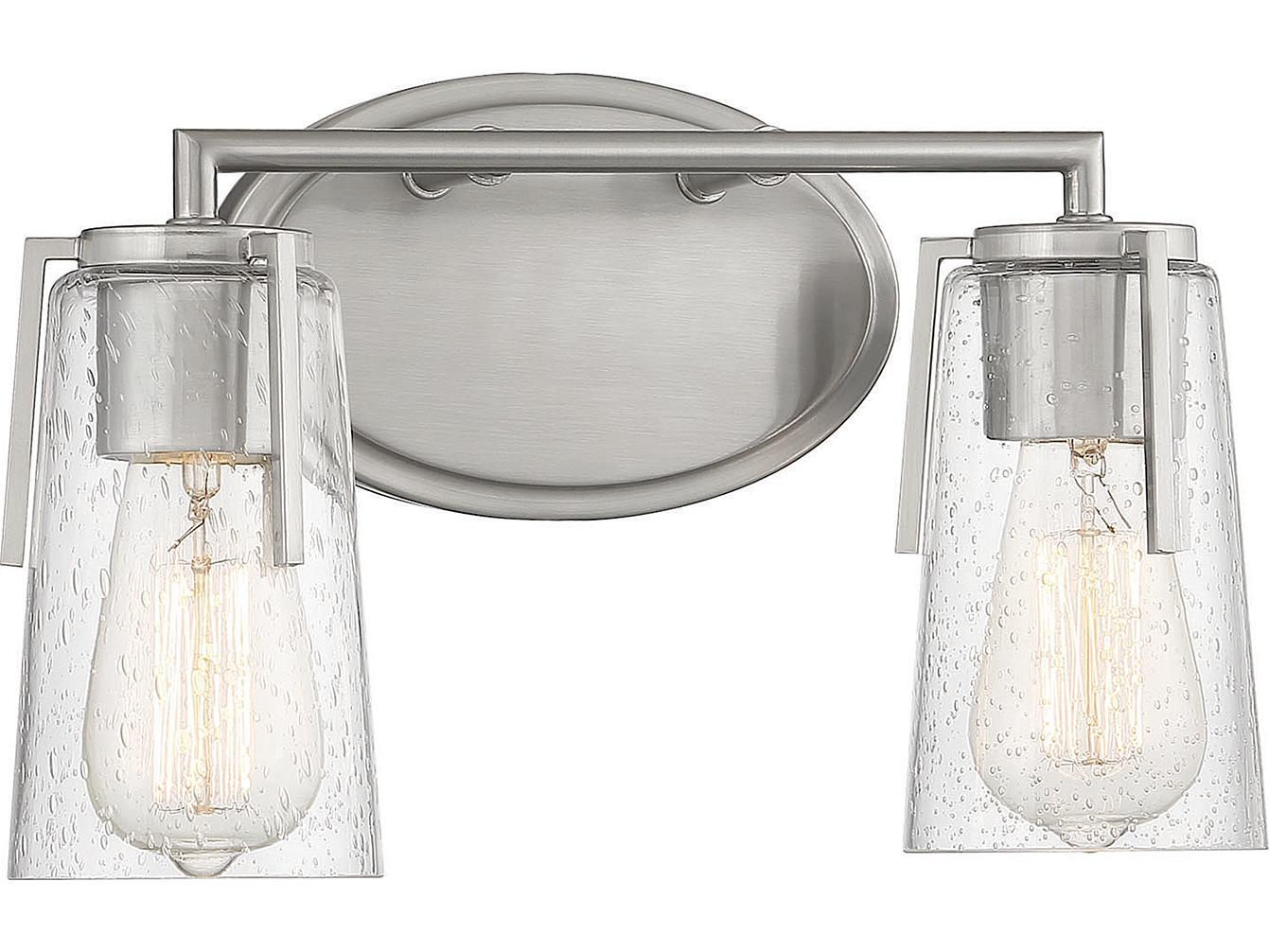 Savoy House Sacremento 2-Light Satin Nickel Glass Vanity Light