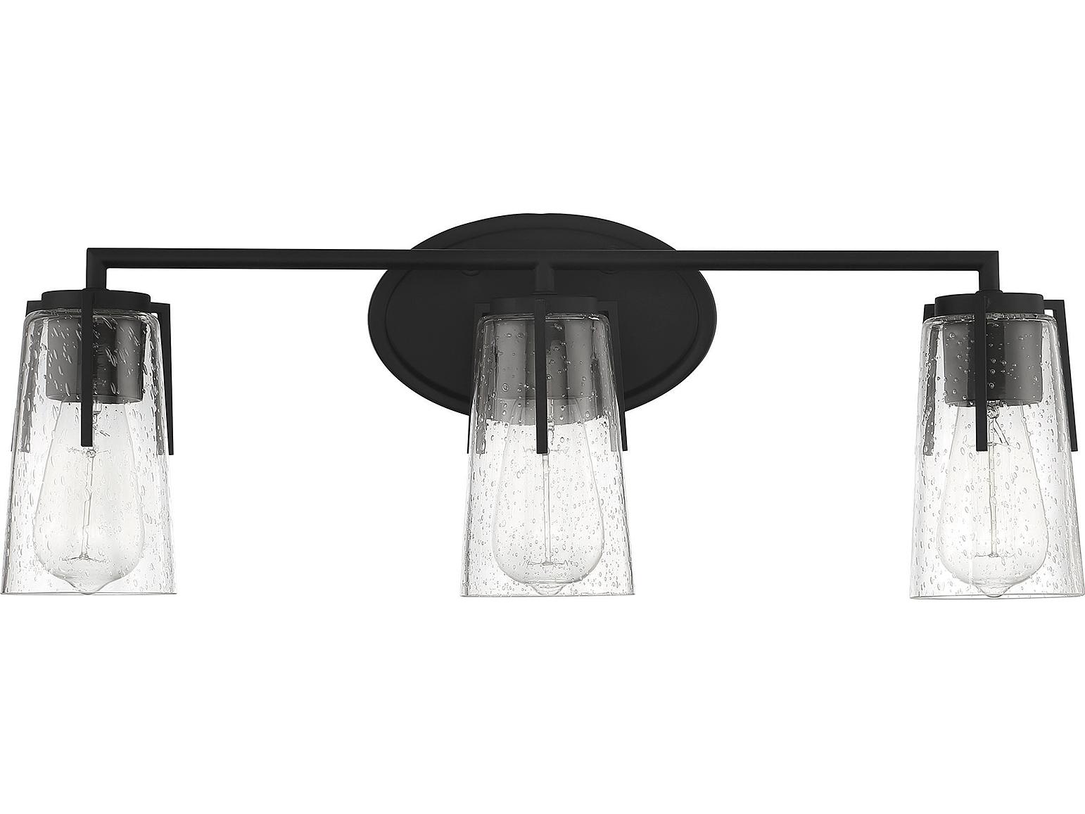 Savoy House Sacremento 3-Light Black Glass Vanity Light